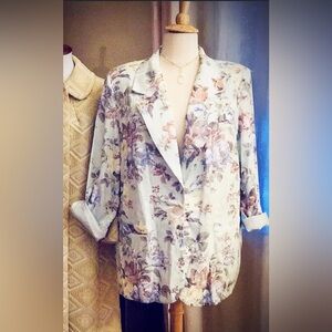 San Moire - vintage 80’s/90’s - pastel brocade- Floral & paisley blazer